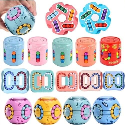 Rotating Magic Bean Cube Stress Relief Toy for Adults Kids 2021 Hot Sale Fingertip Fidget Toys Intelligence Game