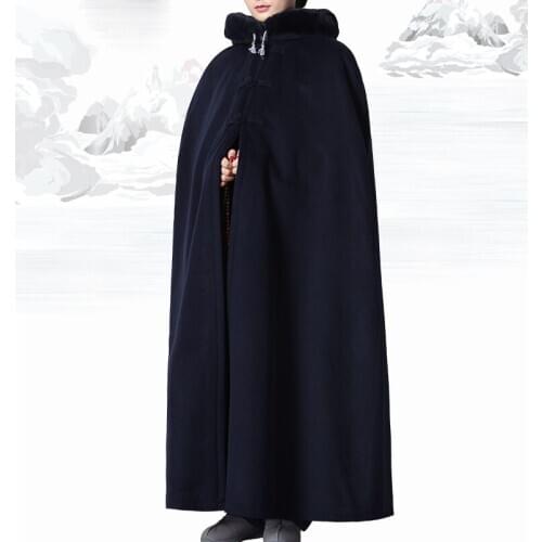 Unisex 8color Winter warm green/red buddhist shaolin monk meditation cloak suits buddha cape zen lay clothing robe Ponchos