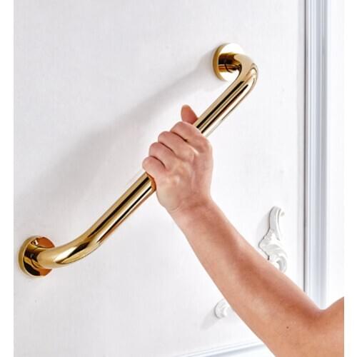 Gold Grab Bar Wall Mount Brass Vintage Bathroom Tub Toilet Handrail Strong Bath Room Shower Safety Support Handle 30 35 40 45 cm