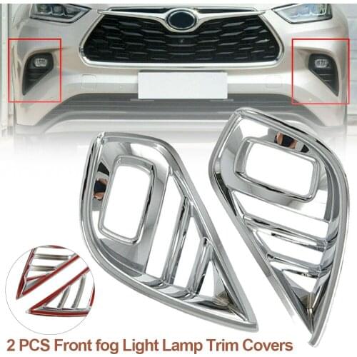 1Pair For Toyota Highlander 2020-2021 ABS Chrome Front Fog Light Lamp Cover Trim