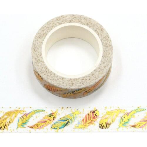 1PC 15MM*10M Foil Golden feather Decorative Washi Tape Scrapbooking Masking Tape School Office Supply stationery washi tape