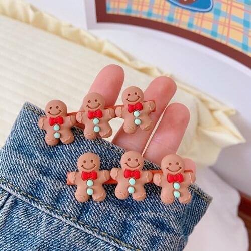 1pc New Child Cute Gingerbread Man BB Clip Korean Simple Girl Side Clip Baby Hair Clip Cartoon Animal Headdress