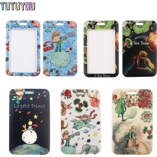 1pcs PC2864 Prince And Fox Rose Cartoon Lanyard Card Holder Student Hanging Neck Phone Lanyard Badge Subway Access Card Holder