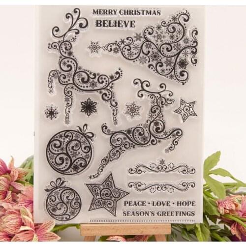 1pc Snowflake Deer Transparent Clear Silicone Stamp Seal Cutting DIY Scrapbooking Rubber Coloring Embossing Diary Decor Reusable