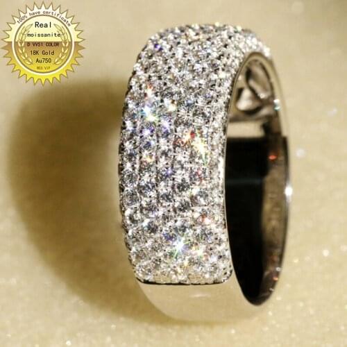 100% real 18K Gold ring Moissanite Diamond Ring D color VVS M-014