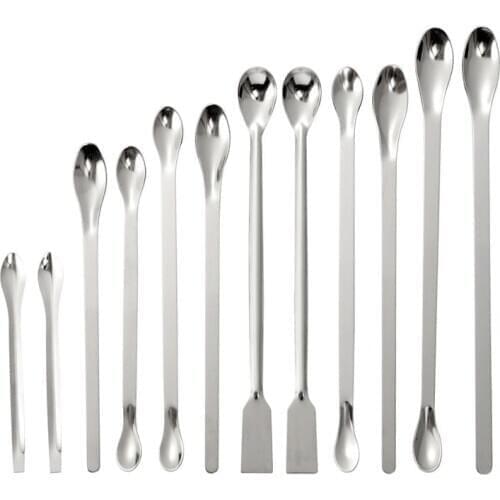 12PCS Stainless Steel Lab Spoon Spatula/Laboratory Sampling Spoon Mixing Spatula Micro Spatula Scoop