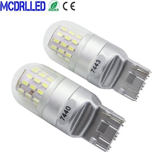 Mcdrlled 2PCS T20 7440 W21W LED Car Turn Signal Light Auto Brake Light Reversing Lamp 4W White Yellow Red Car Led Source Lamp