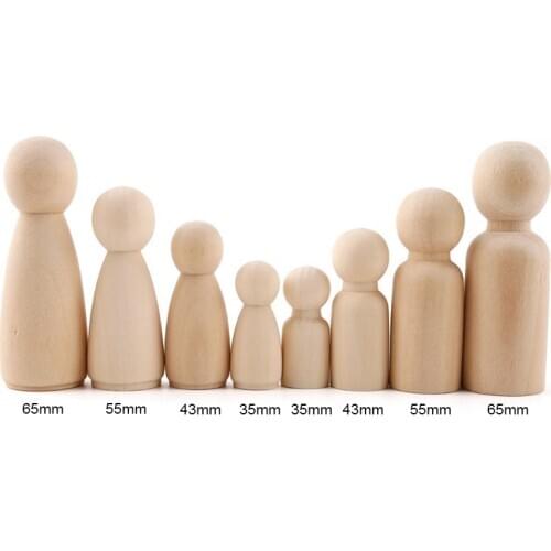 20Pc Home Deco Natural Maple Girls And Boys Family Unpainted Wood Blanks For Diy Wood Crafts For Baby Toys Wooden Peg Dolls