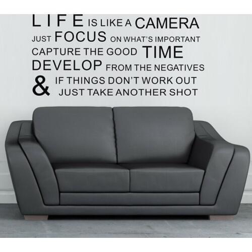29"x17.3" Inspirational Sayings Life is like a camera Vinyl Wall Lettering Quotes Sayings Words Art Decals for living room