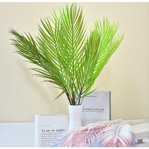 3 Forks Coconut Leaf Flower Arrangement Accessories Simulation Fake Plants Green Palm Leaves Home Living Room Bedroom Decor