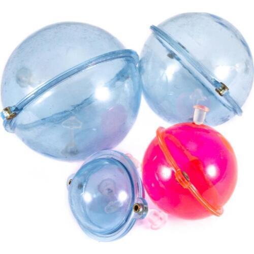 5pcs Fishing Float ABS Plastic Balls Water Ball Bubble Floats Clear Round Fishing Bobber Buoy Airlock Strike Indicators Blue Red