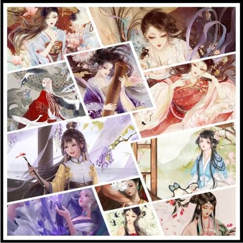 5D Diamond Painting Anime Chinese Style Classical Beauty Character Miss Noble Crane Goose Egg Face Fairy Bedroom Decor Pictures