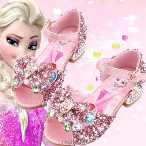 Disney children high heel sandals summer new girls princess shoes baby elsa frozen crystal shoes baby boy sandals for girls