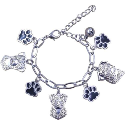13 Styles Stainless Steel Charm Chain Bracelets Dog Animal Men Women Poodle Bull Terrier Rottweiler Doberman Drop Shipping
