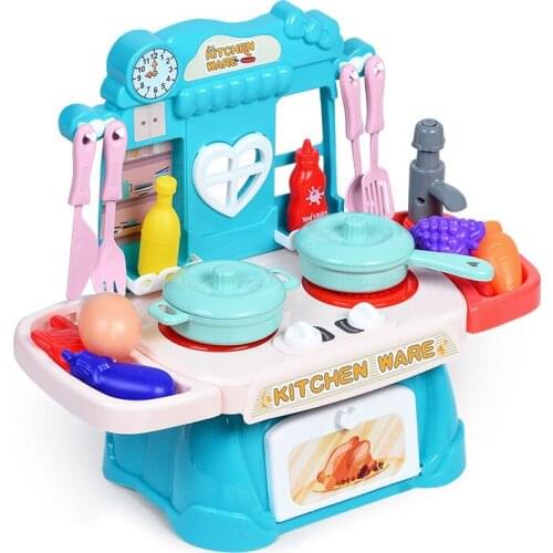 Childrens play house plastic mini pink fruit kitchen toys for boys and girls simulation sound effect press water kitchen items