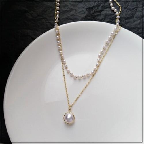 LANIWOO Double-Layer Pearl Necklace 2021 New Fashion Trendy Jewelry Sweet Clavicle Chain Accessory Elegant For Women Girls
