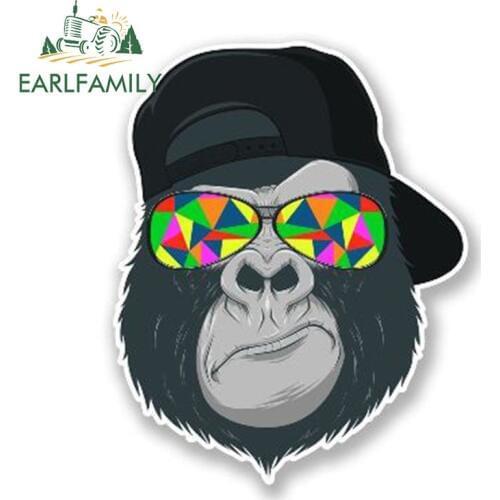 EARLFAMILY 13cm x 11cm Cool Gorilla Head Vinyl Sticker Laptop Car Window Bike Helmet Decal Animal Funny Cartoon Car Stickers