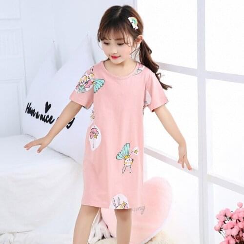 Unicorn Cotton Nightdress Little Teen Girl Pajamas Dresses Children Cartoon Summer Nightgown Home Clothes Kids Sleepwear