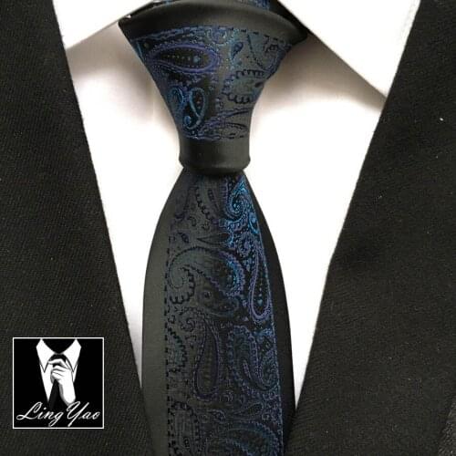 Classic Designer Ties Fashion Skinny Necktie Fashion Blue Paisley Cravat