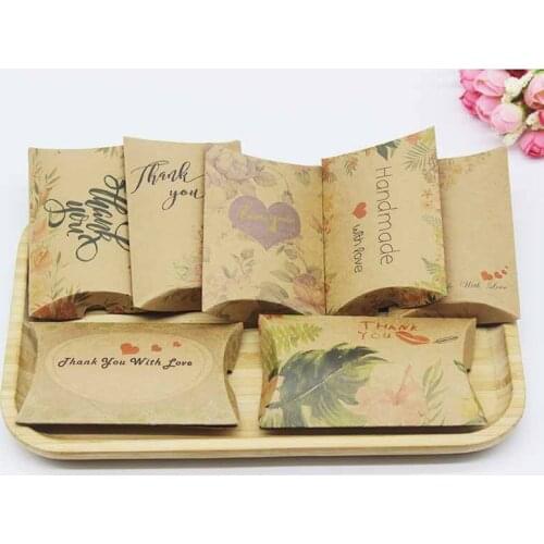 DIY Handmade 50box+50necklace earring card Jewelry package Box original designs Thank you flower pattern Gift box pillow box