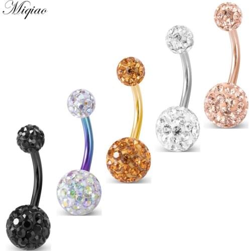 Miqiao 1pcs Explosive All-match Diamond Ball Anti-allergic Belly Button Ring Exquisite Piercing Jewelry