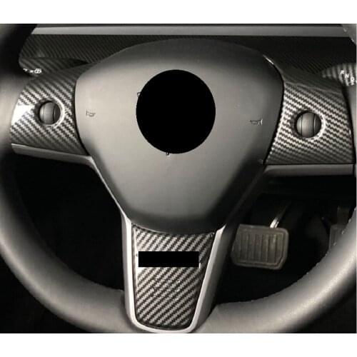 Dry Carbon Fiber Steering Wheel Patch Decoration Fit For Tesla Model 3 2017-2019 Interior Modified Accessories
