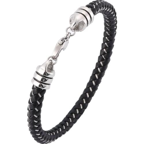 Newest Mix Braided Wire Leather Bracelet for Women Men Jewelry Trendy S.Steel Buckle Female Bracelet Punk Wristband Male SP0381