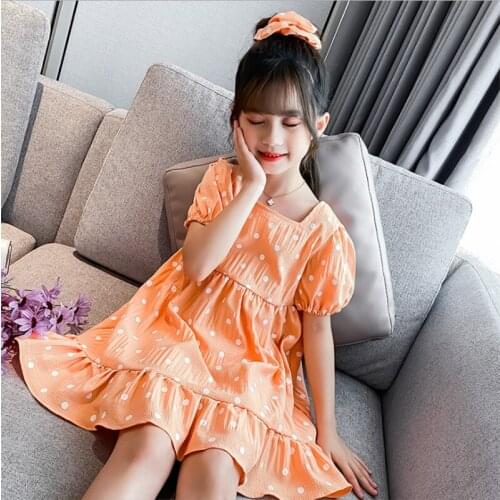 MudiPanda Girl Dress 2021 Spring Summer Fashion Casual Floral Solid Kid Children Clothes 3-7 Years Girl Princess Dresses