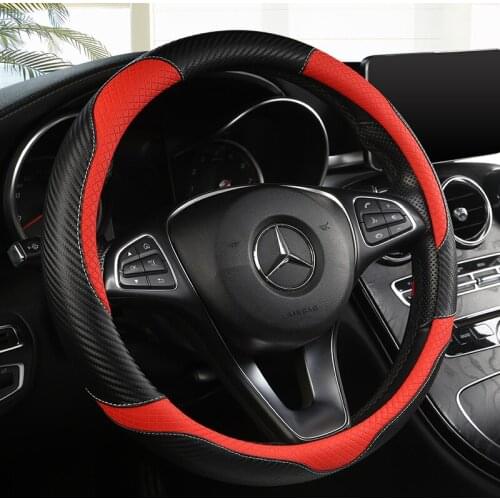 Anti Slip Car Carbon Fiber Steering Wheel Cover for Mercedes Ben AMG 38cm Models A C CLA E GLA GLC GLE S B CLS Class Accessories