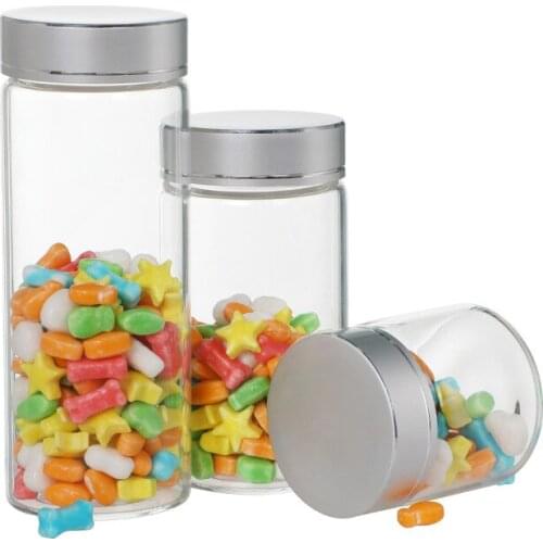 1pcs Transparent Glass Candy Jar Candy Bottle Candy Storage Tank with Cover for Party Baby Shower Favor Home Supplies Decor