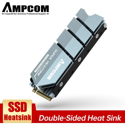 AMPCOM M.2 2280 SSD heatsink, Double-Sided Heat Sink, Matching Thermal Silicone pad for PCIE NVME NGFF M.2 SSD