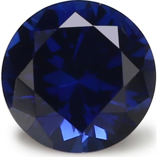 Size 3mm~10mm 34# Synthetic Sapphir- e Prices Round Cut Blue Gems Stone Corundum Stone for Jewelry