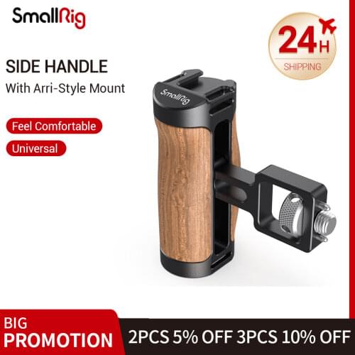 SmallRig Adjustable DSLR Camera Hand Grip Wooden Mini Side Handle (ARRI-Style Mount) can Change to Left side or Right Side 2914