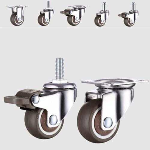 1/1.25/1.5/2 Inch Furniture Casters Wheels Rubber Swivel Castor Trolley Rubber Caster with brake