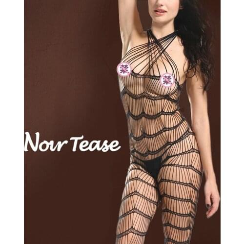 Open Crotch Sexy Lingerie Women Erotic Lingerie Bodysuit Products Sexy Costumes Black Fishnet Underwear Slips Intimates Dress