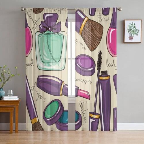 Youth Bedroom Sheer Curtains Cosmetics Perfume Fashion Kitchen Study Curtains Living Room Holiday Decor Tulle Curtains