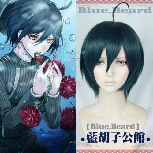 Danganronpa V3: Killing Shuichi Saihara Dark Blue Short Heat Resistant Synthetic Hair Cosplay Party Headwear + Free Wig Cap