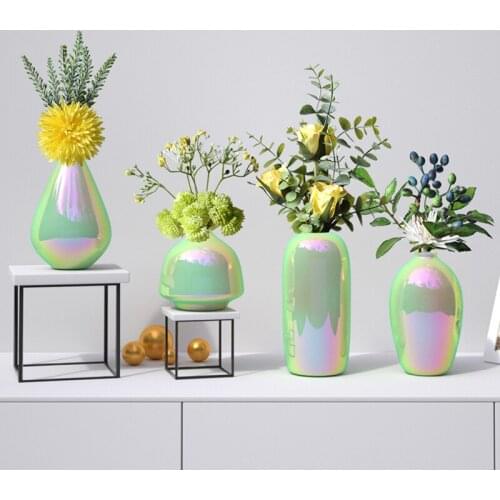 Nordic Gradient Vase Ceramic Flower Pot Decor Pearl Glaze Mini Home Desk Dried Flower Plant Container Decorative Art Ornaments