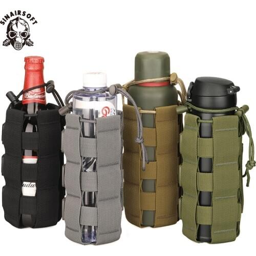 SINAIRSOFT MOLLE Sport Bag 300-800ML Water Bottle Climbing Bags D-ring Holder Drawstring Pouch Durable Travel Hiking Water Bag