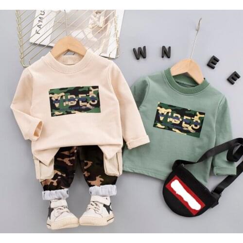 2PC Toddler Childrens Sets Autumn Boy Long Sleeves Outfits Clothing Kids Baby Girls Casual Cotton Tracksuits Pullover Top+Pants