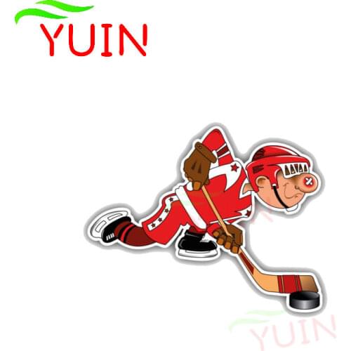 Cute Cartoon Boy Hockey Player Car Sticker Sports Decal Auto Accessories PVC Decoration High Quality Waterproof Decals 13*10cm