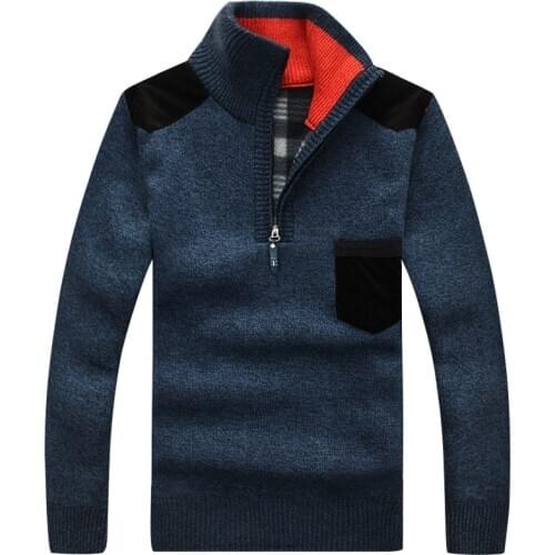 Autumn Winter Mens Sweaters mens Stand collar half zipper Thick Warm Pullover Casual Cashmere Wool Fleece Knitwear Tops 3XL