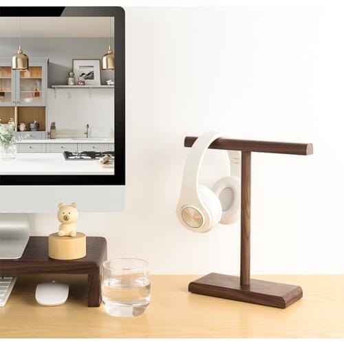 Kashcy Solid Wooden Walnut & Beech for Gaming Audio Over-Ear Headphone Earphone Stand Holder Support Gamer Helper