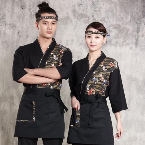 Unisex Japanese style food service clothing sushi chef jacket New chef work uniform designed cook suit Japanese kimono