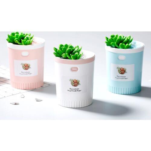USB Succulents Air Humidifier With Night Light Timing Aromatherapy Diffuser Mist Maker Fogger Mini Aroma Atomizer 350ml For Home
