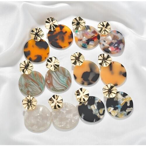 2019 Women Wholesale Leopard Earrings Acrylic Resin Round Drop Shape Promotion Christmas Gifts For Women Wholesale Jewelry