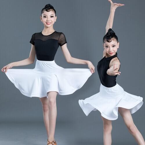 2020 Summer New Children Latin Dance Dress Leotards Suit Performance Competition Clothing Girls Summer Latin Dance Skirt