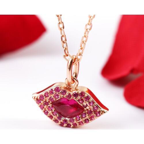925 Sterling Silver Fine Jewelry Sexy Red Lips Pendant Necklaces for Womens Girls Party Birthday Gifts 10pcs Lot Wholesale