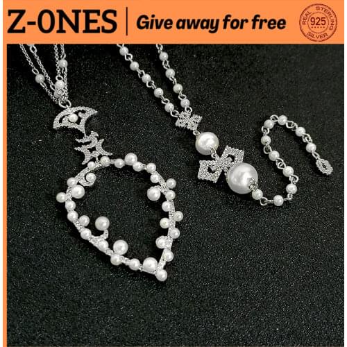 Women fashion s925 sterling silver luxury brand monaco jewelry pear-shaped pendant necklace adjustable with natural pearl gift