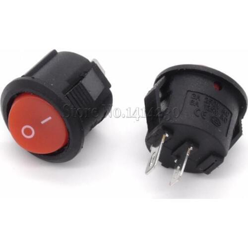 10Pcs 16mm Diameter Small Round Rocker Switches Red Mini Round Red 2 Pin ON-OFF Rocker Switch